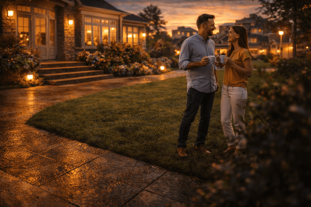 Golden hour restaurant patio