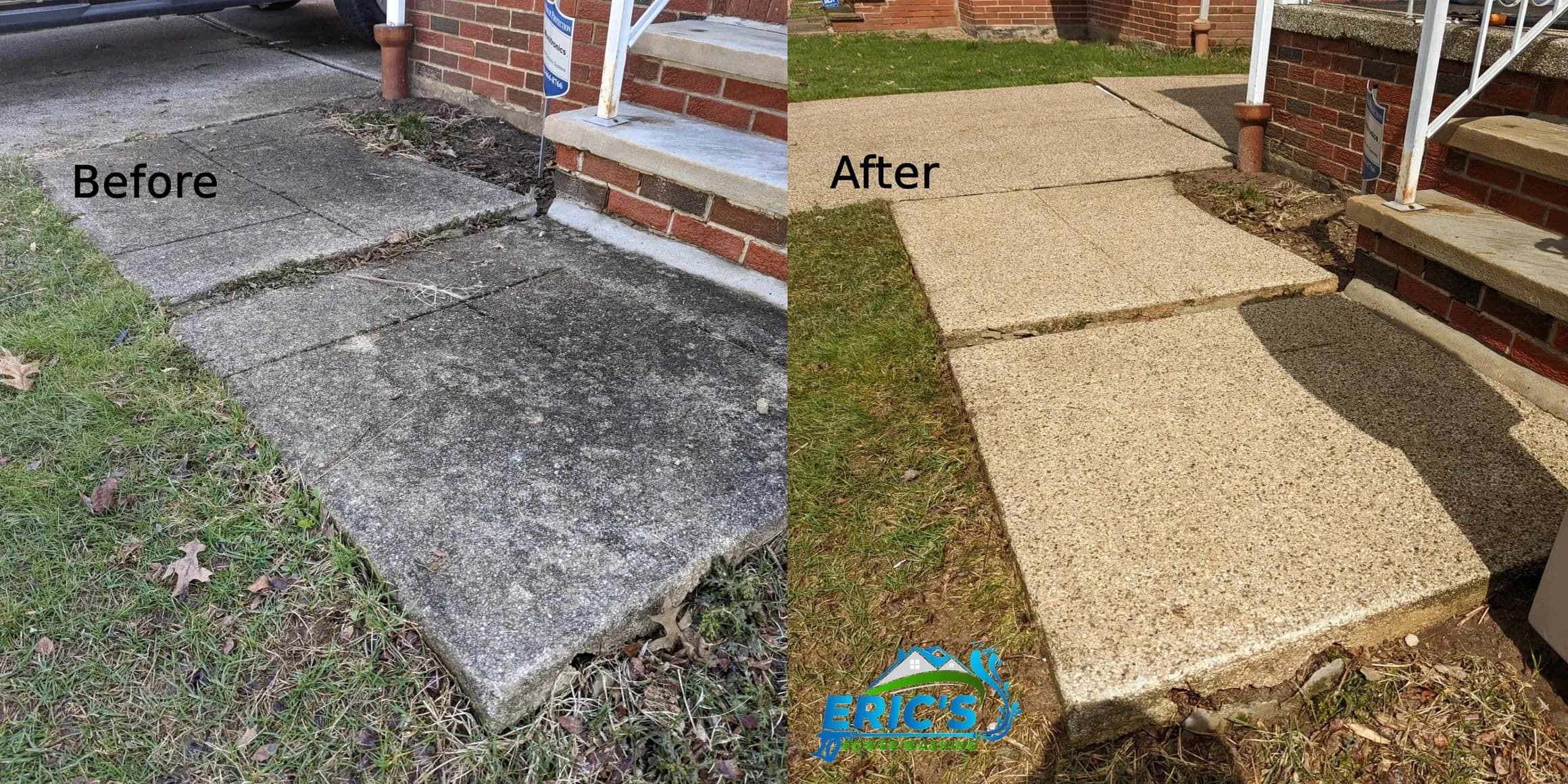 Cleaned sidewalk with restored brightness and contrast